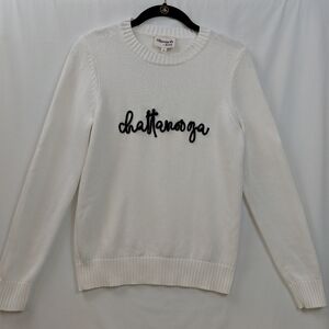 Ellsworth + Ivey Chattanooga Sweater Women's Size Small White Navy Blue